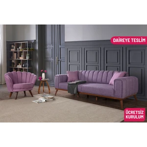 Perla Sofa Velar Keten Yataklı Koltuk Takımı Mor