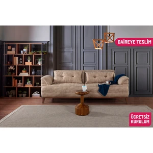 Perla Sofa Lafonten Üçlü Yataklı Kanepe Bora Krem