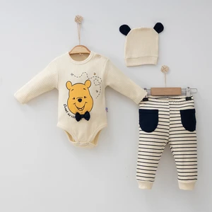 Coşay Kids Papyonlu Winnie Pooh Desenli 3'lü Erkek Bebek Takım