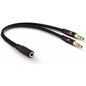 Powermaster PM-1444 3.5mm Stereo Dişi x 2 Stereo Erkek Kulaklık Mikrofon Hoparlör Ayırıcı 20 cm Kablo
