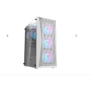 Melody White 4X12 cm Fanlı Temperli Cam Mesh Panel Beyaz Bilgisayar Kasası