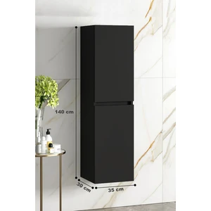 Alfa Banyo Viola Siyah 140 cm Mdf Banyo Boy Dolabı**demonte Değil** (Hazır Kurulu)