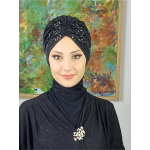 Sultan Model Siyah Simli Büzgülü Dış Bone