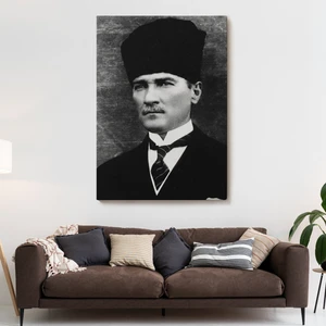 Atatürk Portre Tablosu Mustafa Kemal Atatürk Dikdörtgen Dekoratif Kanvas Duvar Tablosu-Cj-60