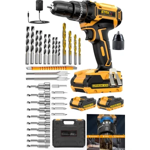 Staxx Power Fast 25+3 Metal Dişli Çelik Mandren 21700V-LION Çift Akülü Darbeli Vidalama Matkap + 32 Pcs Set