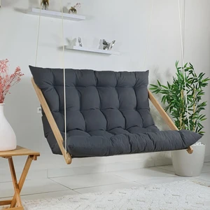 Ahşap Puf Minderli Ikili Salıncak Hamak. Ev Balkon Teras Bahçe Için (Antrasit)