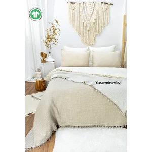 Çift Kişilik VİZON Rengi Müslin Yatak Örtüsü Yastıksız
