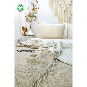 Yaseminin Evi Vizon Çift Kişilik 4 Kat Müslin %100 Pamuk Yatak Örtüsü(yastıksız)
