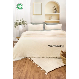 Yaseminin Evi/ İVORY(HAM) RENGİ / Müslin Yatak Örtüsü / Pike Seti (2 Yastık Kılıflı)