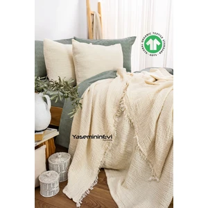 Yaseminin Evi İvory Tek Kişilik 4 Kat Müslin Yatak Örtüsü