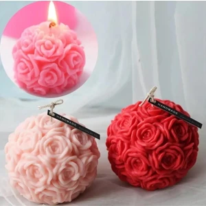 Mini Minyatür 4,5cm Çiçek Gül Topu Silikon Kalıp K-014, Kokulu Taş Sabun Alçı Mum Kalıbı