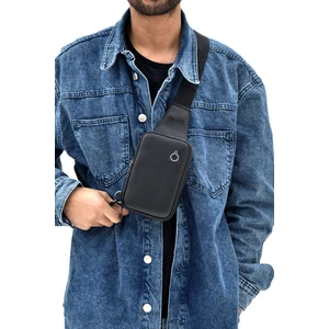 Erkek Siyah Hakiki Deri Telefon Cüzdan Bölmeli Usb Kulaklık Çıkışlı Çapraz Göğüs Ve Omuz Çantası tul010