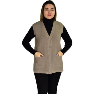 Kadın Cepli Triko Yelek BGL-ST03343