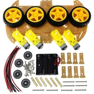 4WD Robot Araba Kiti Sarı Renkli Şase ve Tekerleklerle Eğlenceli Tasarım