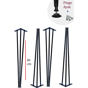 85 cm Pingolu Dresuar Ayağı Metal Profil Boru Ayak Kütük Yüksek Bar Masası Siyah (4 Adet)