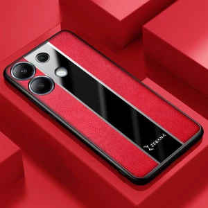 Xiaomi Poco X6 Uyumlu Kılıf Zebana Premium Deri Kılıf Kırmızı