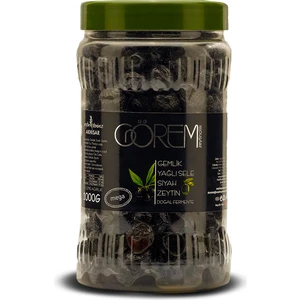 Görem Zeytin Mega Boy Trilye Cins Zeytin Yağlı Sele Siyah Zeytin 1 kg