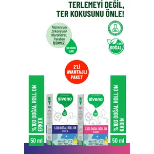 %100 Doğal Roll On Kadın & Erkek Deodorant Bitkisel Lekesiz Vegan 50 ml Set