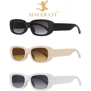 Chunky Frame Vintage 3lü Set Siyah Krem Beyaz Güneş Gözlüğü