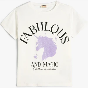 Unicorn Tişört Kısa Kollu Bisiklet Yaka Pamuklu