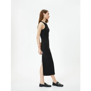 Midi Elbise Halter Yaka Bodycon Fitilli