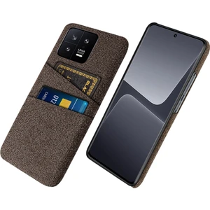 4U Sky Xiaomi 13 5g Kumaş Doku Için Çift Kart Yuvaları Pc Kılıfı Anti-Çizelge Telefon Koruyucu Kapak-Kahverengi (Yurt Dışından)