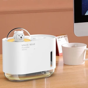 300ML Nemlendirici Difüzör USB Mini Difüzör LED Gece Lambası ile Yatak Odası Ev Masaüstü Ofis Için Hava Nemlendirici -Pembe (Yurt Dışından)