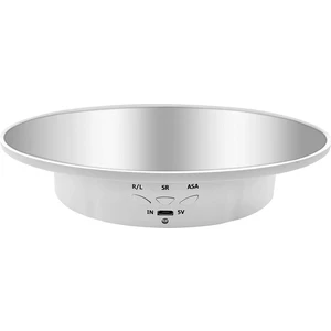 Motorlu Döner Teşhir Standı, 7,87 Inç, Ayna Kaplamalı 360 Derece Döner Tablalı Fotoğraf Standı (Beyaz) (Yurt Dışından)