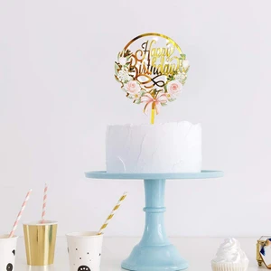 Paket Mutlu Doğum Günü Pastası Topper, Doğum Günü Partisi Pasta Dekorasyonu Için Çok Renkli Akrilik Cupcake Topper (Yurt Dışından)
