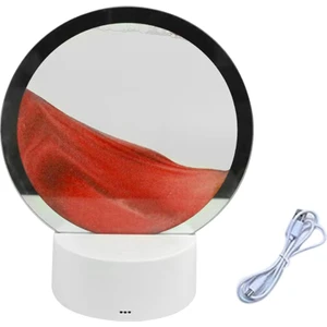 LED Rgb Kum Manzara Lambası Hareketli Kum Sanatı Gece Lambası 7 Renk Kum Saati Işık 3D Ekran Dekorasyon Kırmızı (Yurt Dışından)