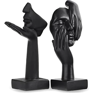 2 Pcs Heykeli, Siyah Soyut Sanat Heykel Modern Dekorasyon Masaüstü Dekorasyon Noel Yeni Yıl Hediyesi (Yurt Dışından)