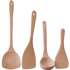Kayın Cilasız Spatula Tahta Kaşık Ahşap Ev Eşyaları Mutfak Gereçleri Seti Kütük Pirinç Kürek Tahta Spatula (Yurt Dışından)