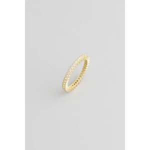 So CHIC Beyaz Taşlı 18 Ayar Sarı Altın Kaplama Gümüş Tamtur Yüzük