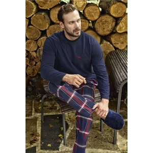 13003 Erkek Polar Uzun Kollu Pijama Takımı Lacivert