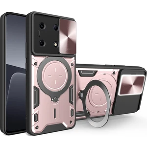 Infinix Note 30 Vıp Için Çift Katmanlı Telefon Kılıfı, Slayt Kamera Kapağı ve Metal Gizli Braket ile Rose Gold (Yurt Dışından)