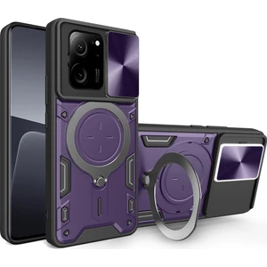 Xiaomi 13T /13T Pro /redmi K60 Ultra Için Çift Katmanlı Telefon Kılıfı, Slayt Kamera Kapağı ve Metal Gizli Braket ile Mor (Yurt Dışından)