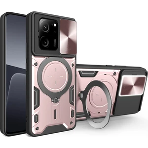 Xiaomi 13T /13T Pro /redmi K60 Ultra Için Çift Katmanlı Telefon Kılıfı, Slayt Kamera Kapağı ve Metal Gizli Braket ile Rose Gold (Yurt Dışından)