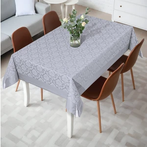 Tropik Home Polycotton Pamuklu Damask Desen Gümüş Gri Renk Luks Masa Örtüsü 160X220CM