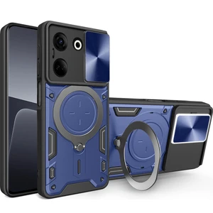 Tecno Camon 20 / Camon 20 Pro Için Çift Katmanlı Telefon Kılıfı, Slayt Kamera Kapağı ve Metal Gizli Braket ile Mavi (Yurt Dışından)