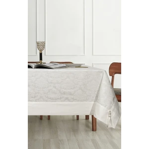 Tropik Home Pamuklu Damask Desen Krem Renk Lüks Masa Örtüsü 160X220CM