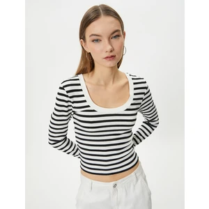 Uzun Kollu Tişört Yuvarlak Yaka Ribanalı Slim Fit