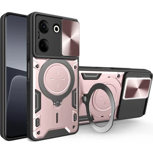 Tecno Camon 20 / Camon 20 Pro Için Çift Katmanlı Telefon Kılıfı, Slayt Kamera Kapağı ve Metal Gizli Braket ile Rose Gold (Yurt Dışından)