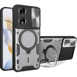 Honor 90 5g Için Çift Katmanlı Telefon Kılıfı, Slayt Kamera Kapağı ve Metal Gizli Braket ile Gümüş (Yurt Dışından)