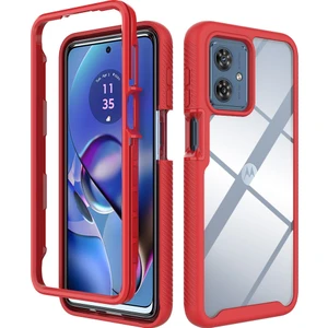 Motorola Moto G54 Için Hibrit Bumper Tam Koruma Telefon Kılıfı - Kırmızı (Yurt Dışından)