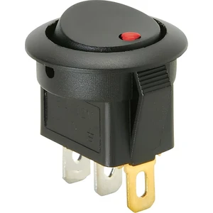 Kırmızı Ledli Mini Yuvarlak Anahtar Aç Kapa Buton 12V (1-0) Siyah Rocker Switch