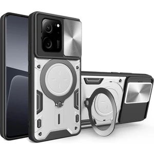 Xiaomi 13T /13T Pro /redmi K60 Ultra Için Çift Katmanlı Telefon Kılıfı, Slayt Kamera Kapağı ve Metal Gizli Braket ile Gümüş (Yurt Dışından)