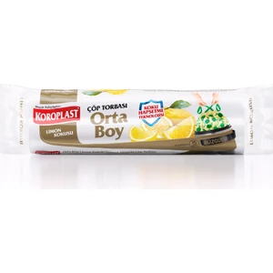 Ekstra Güçlü Büzgülü Çöp Poşeti Orta Boy 55 x 60 cm 15 Adet Limonlu