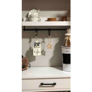 Coffee Kahve Köşesi Mutfak Dolap Süsü & Ahşap Yıldız 2'li Set