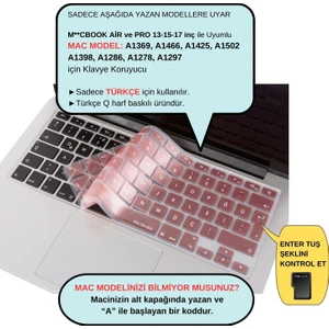 Klavye Koruyucu Macbook Klavye Air Pro (Türkçe Q) (Eski USB'li Model 2008/2017) ile Uyumlu