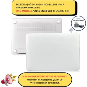 Macbook Pro Kılıf 16 inç A2141 (2019 yılı) ile Uyumlu Mat